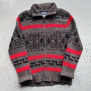 Pendleton Mens M 70s 80s Vintage Full-Zip Knit Geometric Cardigan